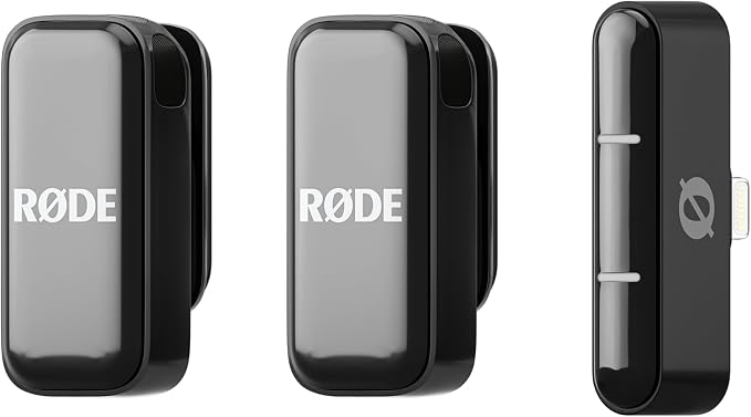 RØDE Wireless Micro for Lightning iPhone (iPhone 14 & Earlier ONLY), Black | Compact Wireless Microphone for Lightning (X Through 14), Two Mics with Charging Case for Smartphone Content Creation, Black by R%C3%98DE