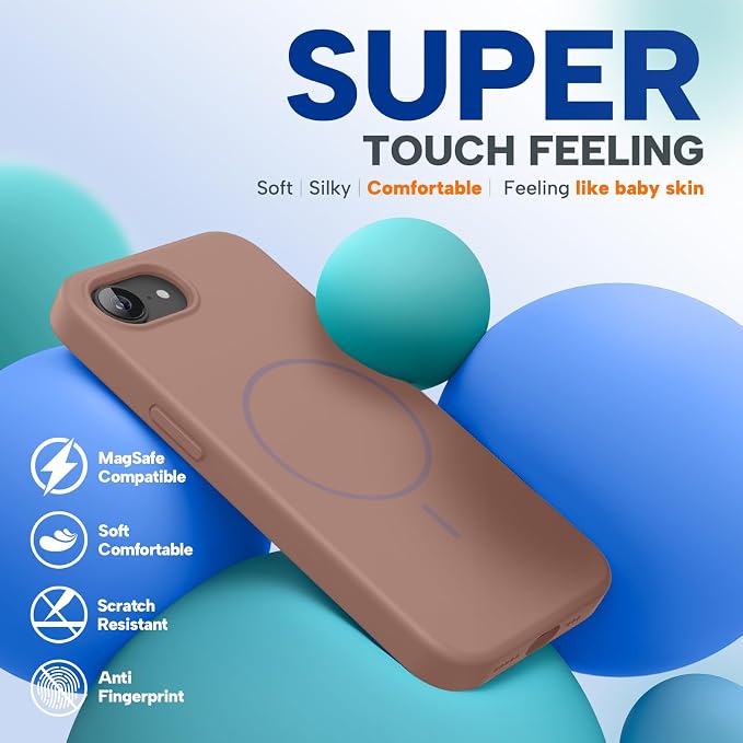 miracase Magnetic for iPhone 17e Case & iPhone 16e Case, [Soft Anti-Scratch Microfiber Lining], Compatible with MagSafe, Silicone Shockproof Protection Phone Case for iPhone 17e/16e, Chocolate - Image 5