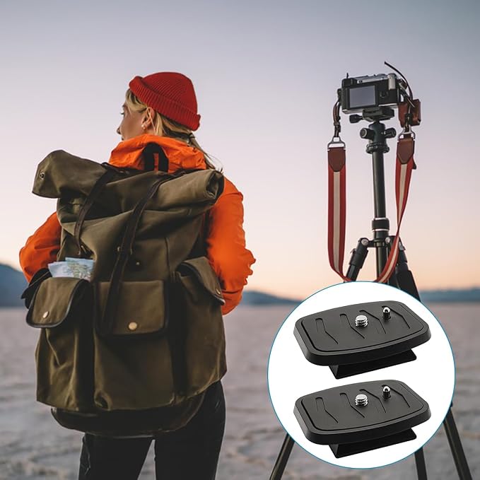 2 Pcs 44mm Tripod Quick Release Plate Camera Mounting Adapter, Universal QB-4W Tripod Mount Attachment Baseplate, Compatible with Velbon, Sony, Sunpak, Ravelli - Image 7