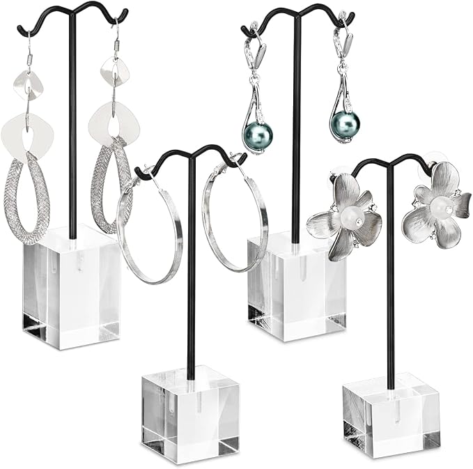 MOOCA 4-Piece Acrylic Earring Display Stand Set, Black | Premium acrylic bracelet and necklace display, easy to assemble for travel, trade shows, home, or retail displays - Image 3