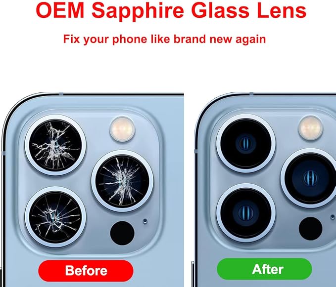 2 Set Back Rear Camera Lens Glass Replacement for iPhone 13 Pro and iPhone 13 Pro Max with Reparing Toolkit - Image 5