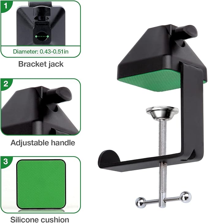 Heavy-Duty Metal Table Mount Clamp, Desk Table Mount C Clamp For Microphone Mic Suspension Boom Scissor Arm with Adjustable Screw, Fits up to 2.48 inches/6.2cm Desktop Thickness by SUNMON (Pack of 2) - Image 2