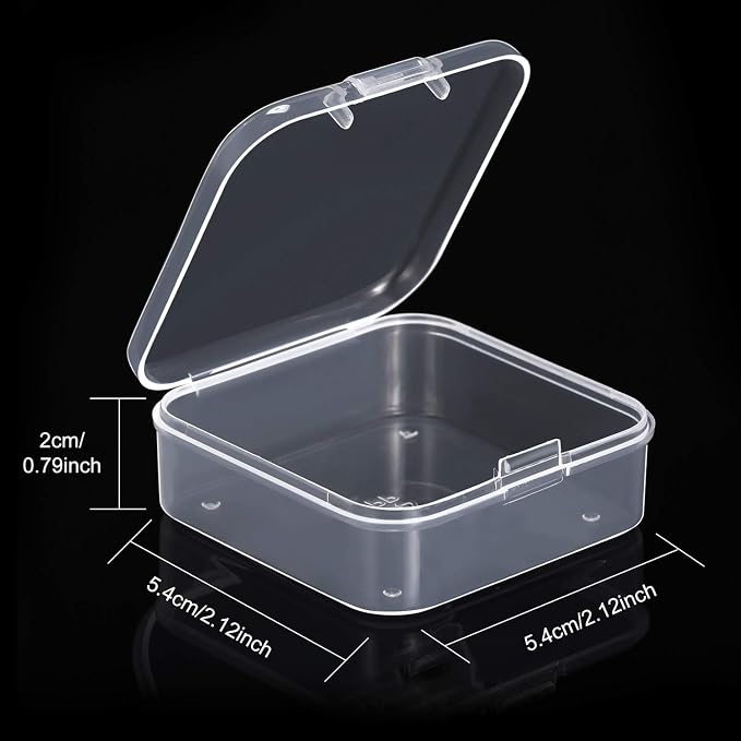 SATINIOR 12 Pack Clear Plastic Beads Storage Containers Box with Hinged Lid for Beads and More (2.12 x 2.12 x 0.79 Inch) - Image 3
