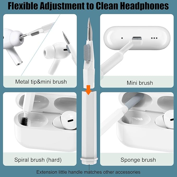 VICHYIE 20 in 1 Multifunctional Cleaner Kit for Electronic Devices (White) | Keyboard Cleaning Brush, Headphones Cleaner Kit for AirPods, Multi-Tool for Cleaning Laptop, Earbuds, Camera, Cellphones - Image 2