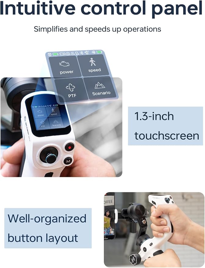 Feiyu SCORP Mini 2 Kit, 3-Axis Gimbal Stabilizer for Cameras & Smartphones | Built-in AI Tracking, OLED Touchscreen, 2.65lb Payload, Ergonomic Handle, Compatible with Sony, Canon, Nikon, iPhone & GoPro - Image 6