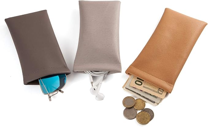 TRIUMPH VISION Eyeglass Case Glasses Case Soft Sunglass Pouch Sleeve 3 Pack | Slim Lightweight Alternative to Bulky Case, Leather Lined Protect Lens, Squeeze Easy to Use, Stylish Portable for Daily Use - Image 8