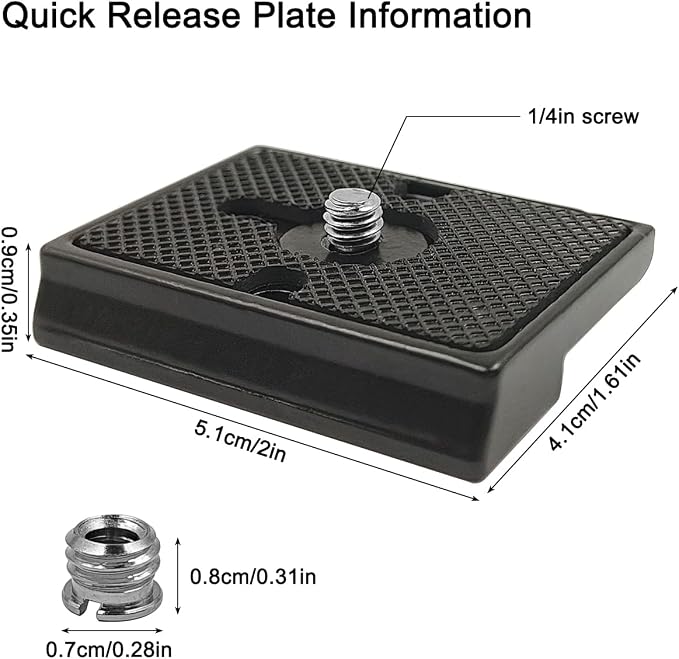 2 Pack Quick Release Plate, Tripod Quick Release Adapter Compatible for Manfrotto 200PL-14 QR Cameras Tripod, Camera Mounting Adapter with 1/4" and 3/8" Screws Ball Head Parts Replacement Adapter - Image 3