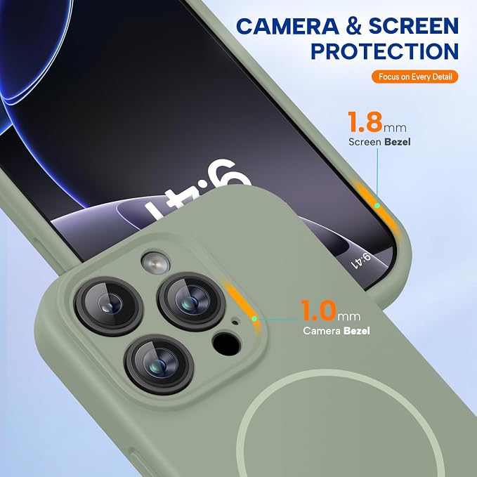 miracase Magnetic for iPhone 16 Pro Case, [Soft Anti-Scratch Microfiber Lining], Compatible with MagSafe, Liquid Silicone Case Shockproof Drop Protection Phone Case for 16 Pro,Patina Green | Compatible with MagSafe, Soft Microfiber Lining, Liquid Silic... - Image 8