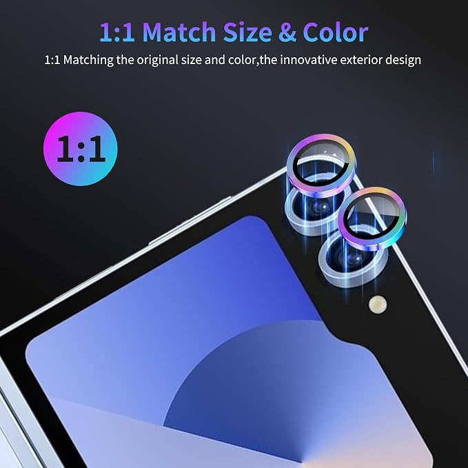 Camera Lens Protector for Samsung Galaxy Z Flip 6,1 Pack | Tempered Metal Glass Camera Cover, HD Clear Anti-Scratch Lens Screen Protector Film,Case Friendly,Colorful Titanium - Image 5