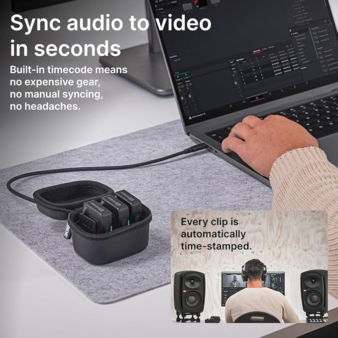 RØDE Wireless PRO Compact Wireless Microphone System with Timecode, 32-bit Float On-board Recording, 2 Lavalier Microphones and Smart Charge Case for Filmmaking and Content Creation | 32-bit Float On-board Recording, 2 Lavalier Microphones and Smart Ch... - Image 7