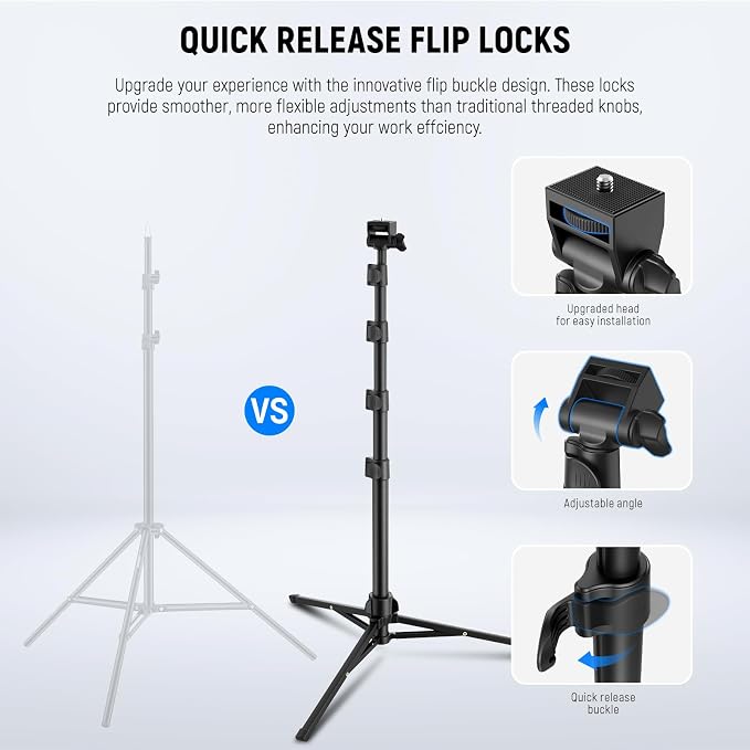 NEEWER Basic Phone Tripod for iPhone & Camera w/Remote & Phone Holder, 66" Metal Selfie Stick Travel Vlog Cell Phone Stand, Portable Camera Cellphone Holder Mount for Video Recording Filming, TS03 - Image 5