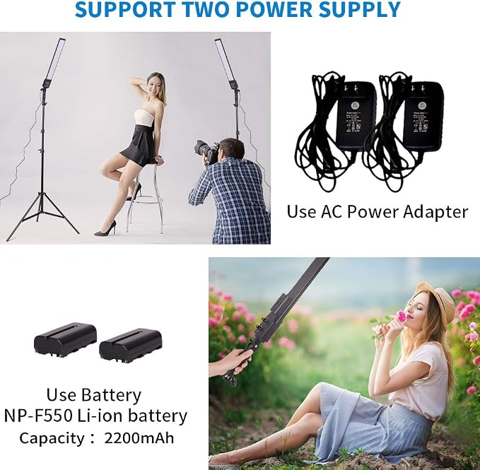 Battery Powered Photography Light Outdoor Portable Handheld Wand | LED Video Light Stick Dimmable 2800K-5500K Photo Studio Light Kit with NP-F550 Li-ion Battery and Stand for Portrait, YouTube - Image 5