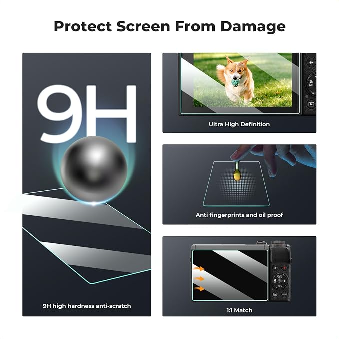 K&F CONCEPT 3 Pack Camera Screen Protector Compatible with Canon G7X III | Ultra Clear Tempered Glass Screen Protector Anti Scratch Bubble Free Ultra Resistant PF06 - Image 3