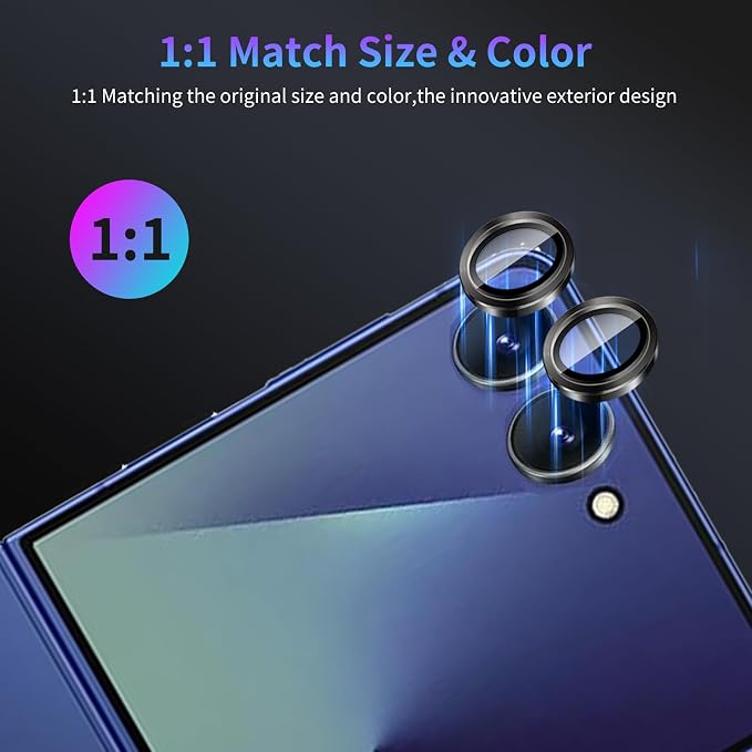 Camera Lens Protector for Samsung Galaxy Z Flip 7,1 Pack | Tempered Metal Glass Camera Cover Film,HD Clear,Anti-Scratch Lens Screen Protector Film,Case Friendly,Black Titanium - Image 5