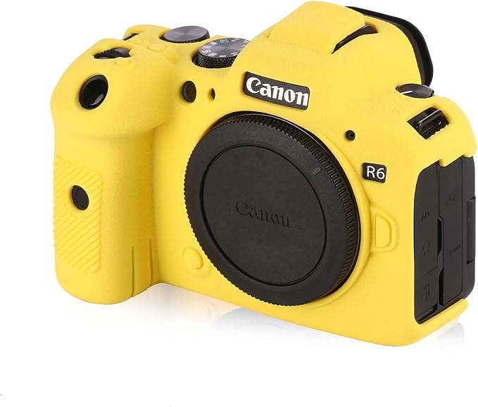 Camera Case for Canon R6 R6II - Silicone Protective DSLR Skin Cover, Detachable Cage, Shockproof, Dustproof (Yellow) by STSEETOP