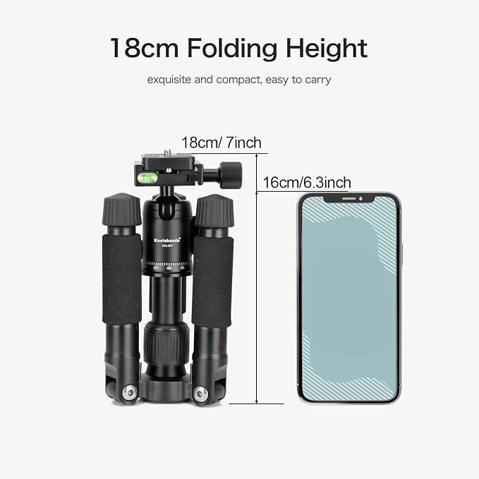 Koolehaoda Mini Tabletop Tripod with 360° Ball Head, 20" Portable - Black | Aluminum Desktop Tripod Stand for DSLR Camera Video Camcorder Phone Compact Lightweight Design, Load up to 11lbs - Image 8