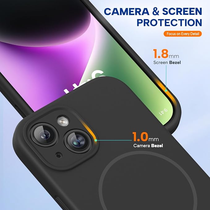 Miracase Silicone & Magnetic for iPhone 14 Case, Dark Black | Compatible with MagSafe, Soft Microfiber Lining, Premium Silicone Cover Shockproof Drop Protection Phone Case for 14 - Image 8