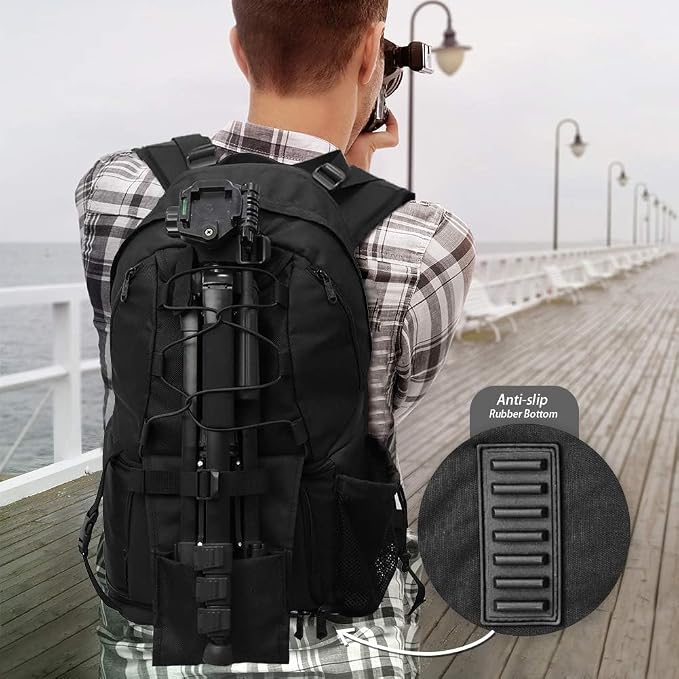 Waterproof DSLR Camera Backpack with 17" Laptop Compartment, Rain Cover | Fits Nikon Canon Sony Pentax DSLR/SLR Cameras, Tripod Holder, Padded Dividers, Large Capacity, Ideal for Outdoor Travel - Image 2