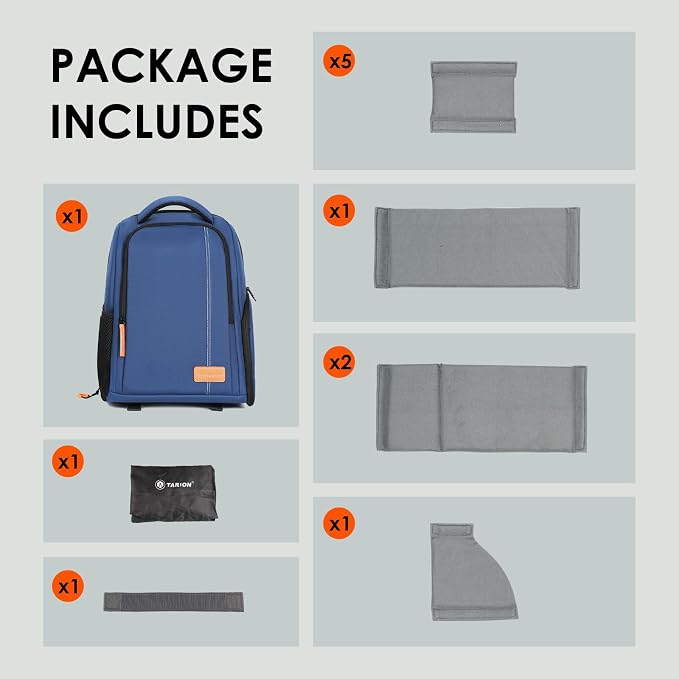 TARION Camera Backpack for Photographers Compact 15L, TB04 Blue | 15 Inch Laptop Compartment, Side Access Quick Draw, Anti-theft Hidden Pocket, Tripod Holder, Rain Cover, Travel-Friendly - Image 9