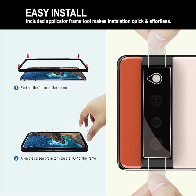 AACL 2-Pack for Google Pixel 6 Screen Protector Tempered Glass [6.4"] | with 2-Pack Camera Lens Protectors, HD Clear, Fingerprint Unlock, Case-Friendly, Anti-Scratch [9H Tempered Glass] - Image 3