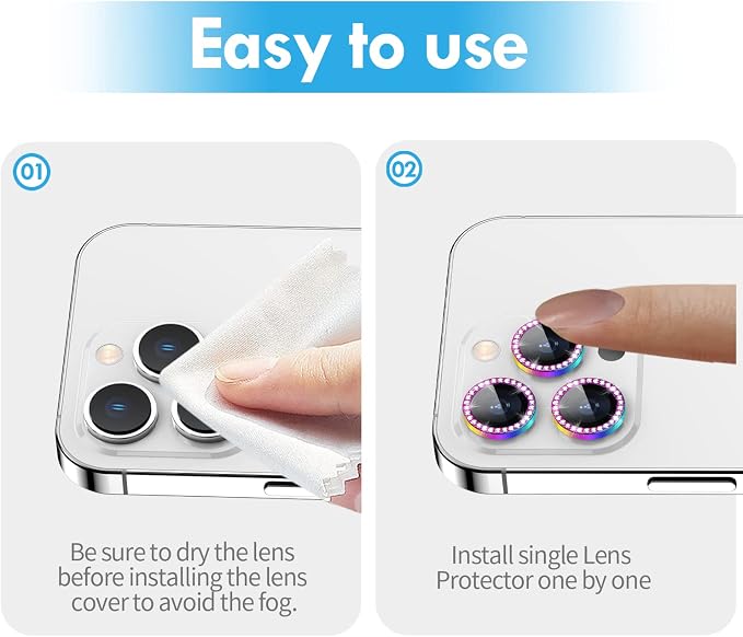 for iPhone 14 Pro/14 Pro Max Camera Lens Protector Diamond, Colorful | Individual Metal, 9H Hardness, Scratch Resistant, Shockproof, Drop Protection, Case Friendly, Stylish Accessories - Image 7