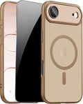 for iPhone Air Case with Privacy Screen Protector, Brown | Full Camera Protection, Magnetic, Compatible with MagSafe, Translucent Matte Shockproof Phone Cover for iPhone 17 Air by ZOZDOKG