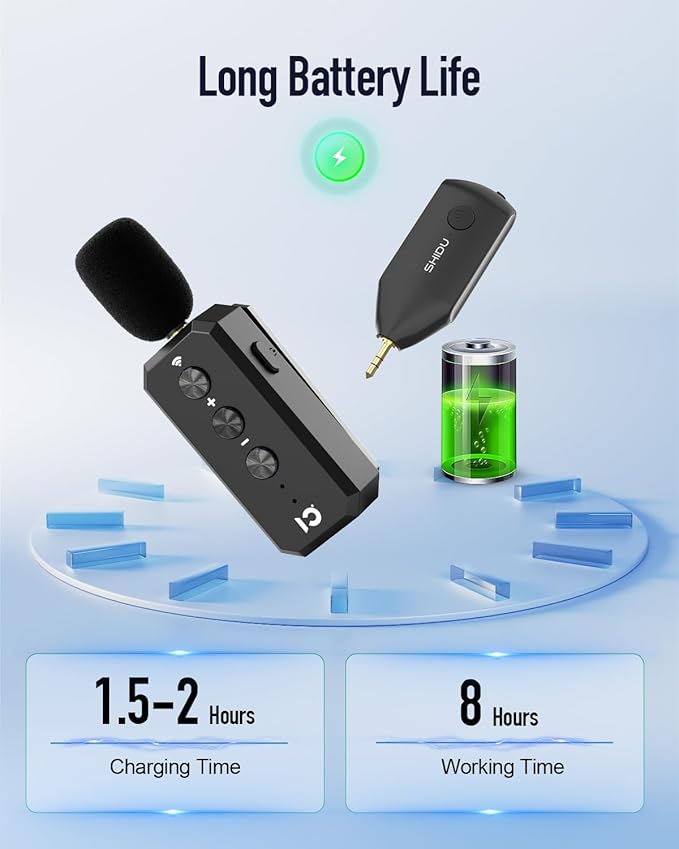 SHIDU Wireless Lavalier Microphone 2.4G with 3.5MM Plug for Voice Amplifier | UHF Mic Speaker System for Teaching, 480mAh Batteries USB-C Charging, for Speaking Tour Guides Fitness Instructor - Image 2