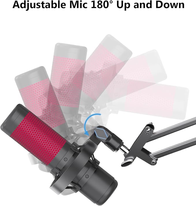 Microphone Shock Mount for HyperX QuadCast, Custom, Durable, with Adapters | Metal Outer Ring, Anti-Vibration, Durable Replacement, Works with Mic Stand and Boom Arm, 3/8" and 1/4" Screw Adapters - Image 4