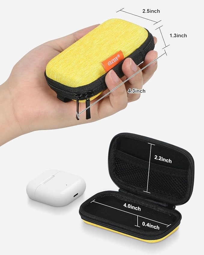 Gold-Yellow Mini Earbud Case, Cute Protective Pouch for Apple Airpods | Fits Samsung Galaxy Buds, JBL, Sony, Cable, Card, Earplugs, Heart Monitor, Small Hard Shell Bag - Image 2