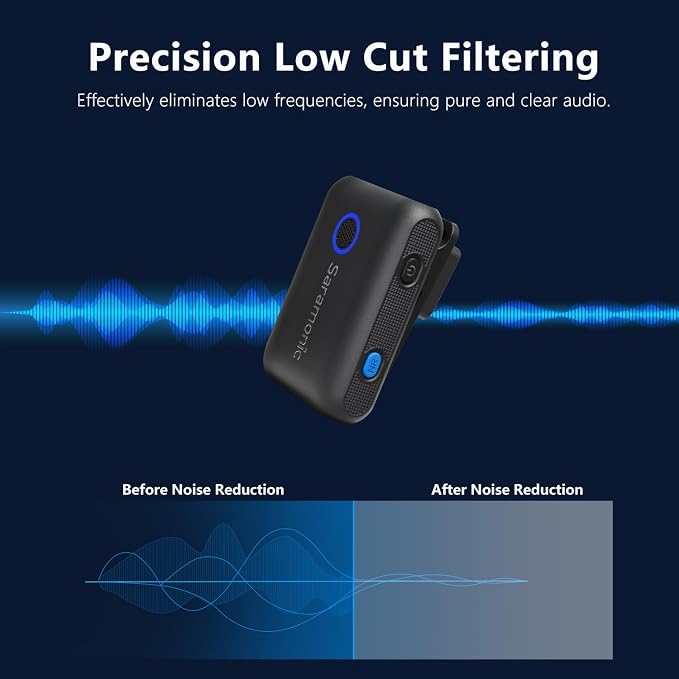 Saramonic BLINK500B2+ Wireless Lavalier Microphone for iPhone/Camera/Android, Detail-Rich Audio, 40h Battery Life, Clip on Wireless Lapel Mic for Live Streaming Video Conference Recording - Image 3