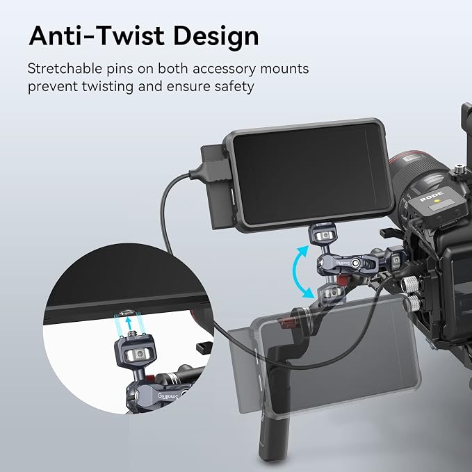 SMALLRIG Camera Magic Arm, Flexible Articulating Arm with 1/4'' Screws | Field Monitor Mount with Dual Ballhead, for DSLR, Action Camera, LED Light, Flash - Image 3