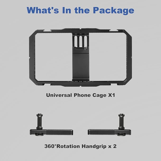 Universal Phone Cage Handheld Stabilizer Kit for Vlogging & Filmmaking, Smartphone Cage Video Rig with 360° Rotation Handles Compatible with iPhone 17/16/15/14/13 Series and Android Phones - Image 8