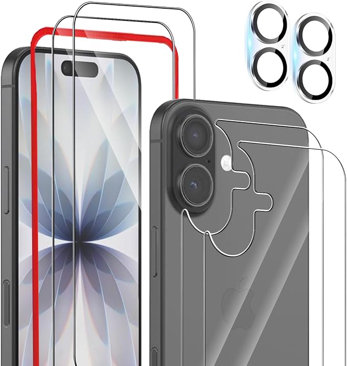 Front Screen and Back Protector for iPhone 17 with Camera Lens Protector | (2+2+2+1) 9H Hardness, Easy to Install with Alignment Tool,Anti-Fingerprint,Anti-glare by BIGFLYANTS