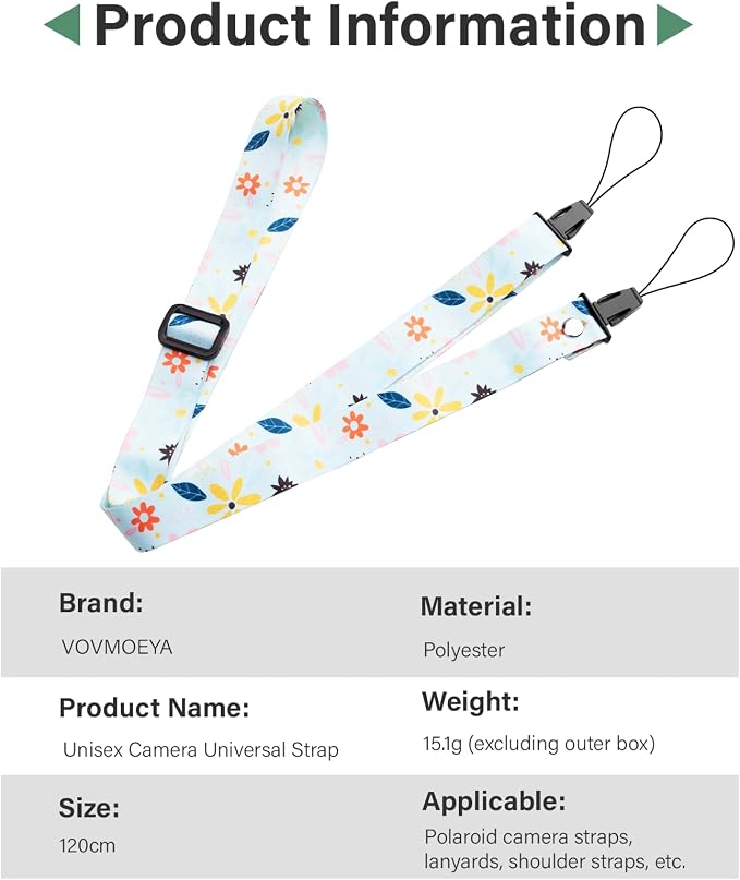 VOVMOEYA Camera Strap,Cute Camera Lanyard Neck Strap,iPad Strap,Cute Camera Strap for Fujifilm mini Camera Kodak Smile + Smile plus,green - Image 6