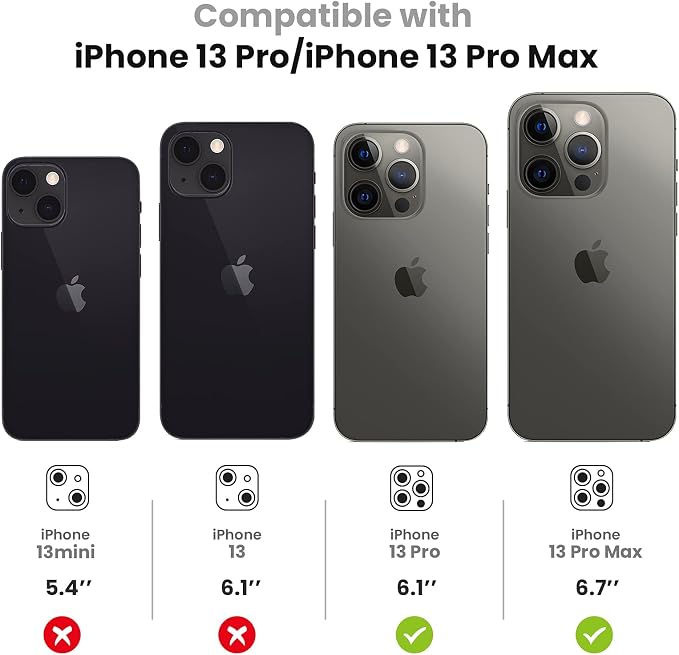 Tensea Bling Camera Lens Protector for iPhone 13 Pro/iPhone 13 Pro Max | Protective Camera Cover Tempered Glass Screen Protector Diamond Metal Individual Ring for 13Pro 6.1" /13 ProMax 6.7 inch - Image 2