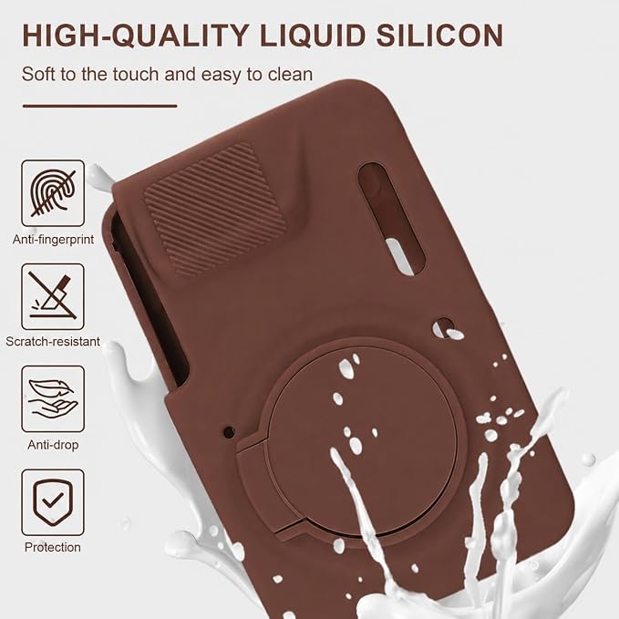 Camera Case for Kodak PIXPRO FZ55 with 2-Pack Screen Protector | Cute Charm Wrist Strap, Soft Silicone Protective Case with Removable Lens Cap for Kodak FZ55 Accessories - Coffee Brown - Image 3