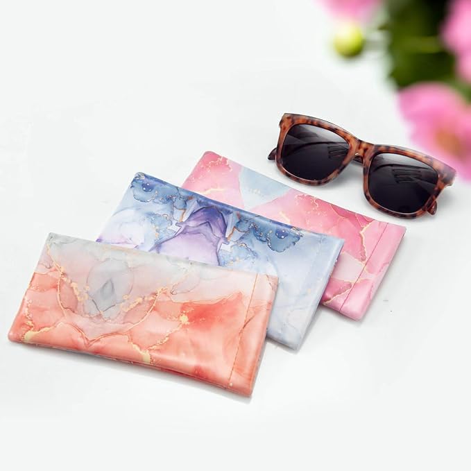TRIUMPH VISION Eyeglass Case Glasses Case Soft Sunglass Pouch Sleeve 3 Pack | Slim Lightweight Alternative to Bulky Case, Leather Lined Protect Lens, Squeeze Easy to Use, Stylish Portable for Daily Use - Image 5