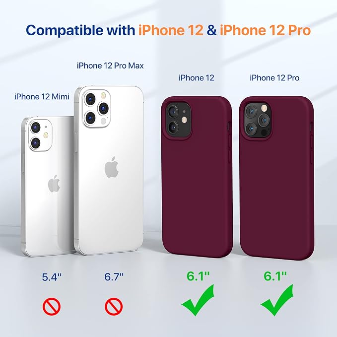 Miracase Silicone for iPhone 12 Case and iPhone 12 Pro Case, Wine Red | Liquid Silicone Gel Rubber Shockproof Drop Protection Phone Case for iPhone 12/12 Pro 6.1 inch - Image 2