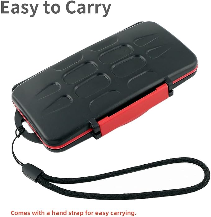 Memory Card Case Holder Protector for 12 Micro SD Card + 12 TF Card -Black | Card Carrying Case Storage Organizer, Water-Resistant, Dustproof, Anti-Shock, Made of ABS plastic, With hand strap, Portable - Image 6