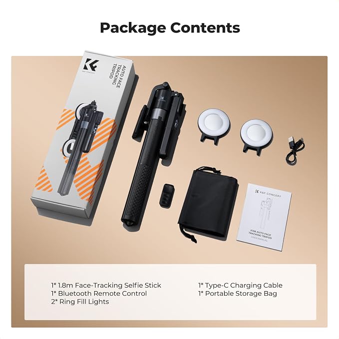 K&F CONCEPT 71“ Auto Face Tracking Tripod | 360° Rotation, 2 Fill Lights, Remote Control, for Vlogging, Live Streaming, Compatible with iPhone Android Pocket 4/3, X106 - Image 8