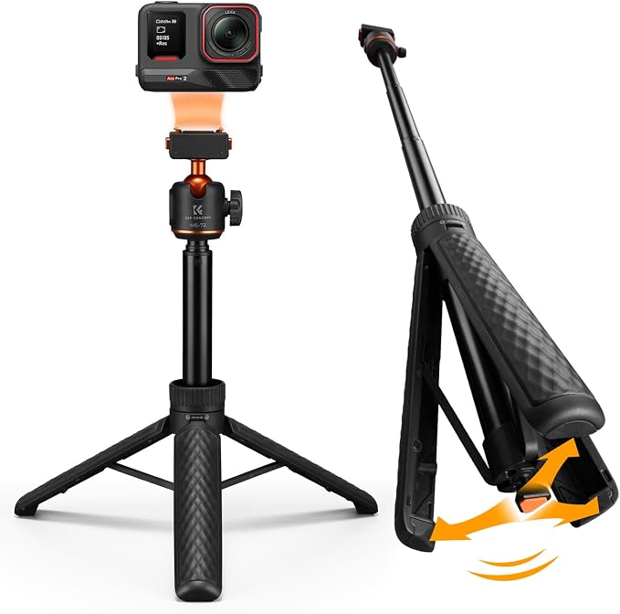 K&F CONCEPT Magnetic Quick Release Tripod for Insta360 X5/X6/Ace Pro 2 | 26" Tap-Open Tripod 360° Ball Head Extension Rod Table Portable Handle Grip Selfie Stick, Vlogging Stand, MS72 - Image 9