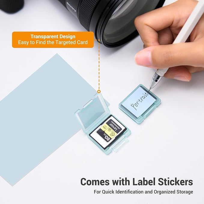 6 Pcs CFexpress Type-A Card Holders Storage Cases with Label Stickers | 6Pcs independent cases, specially for CFexpress Type-A cards, dustproof anti-scratch protection, adhesive Label - Image 2