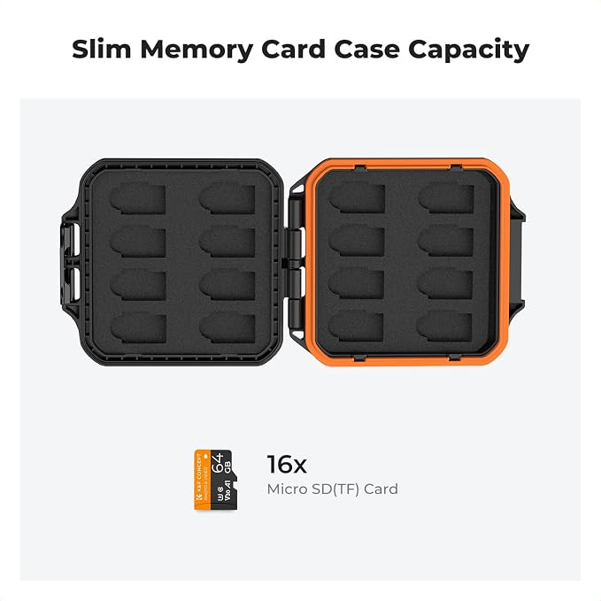 K&F CONCEPT 16 Slots Micro SD Card Case, Card Holder Organizer | Water-Resistant Anti-Shock Dust for Micro SD/SDHC/SDXC/TF, PM04 - Image 2