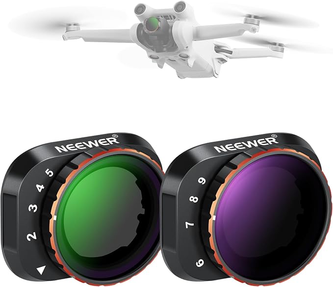 NEEWER Variable ND Filter Set Compatible with DJI Mini 3 / Mini 3 Pro, ND2-32 (1-5 Stops) + ND64-512 (6-9 Stops) Multicoated HD Drone Camera Lens Aerial Video Recording Photography Accessories by Neewer