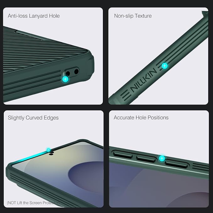 Nillkin for Samsung Galaxy S25 Ultra Case with Camera Cover, [Lens Protection] Mil-Grade Shockproof Protective Bumper Hard Cover Slim Phone Case for Galaxy S25 Ultra Cases 6.9'' Green - Image 7