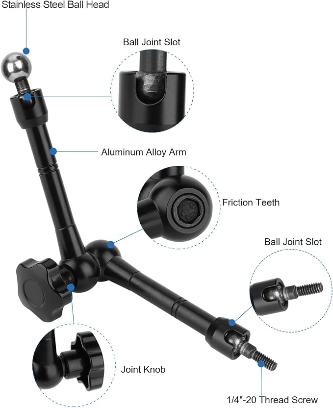Mippko iPad Holder for Microphone Stand/Mic Music Stand,Tablet Mount Compatible with 4.7~12.9" / Nexus/LG G Pads/e-Reader/Switch/iPhone,360° Adjustable 10" Long Aluminum Alloy Arm - Image 4