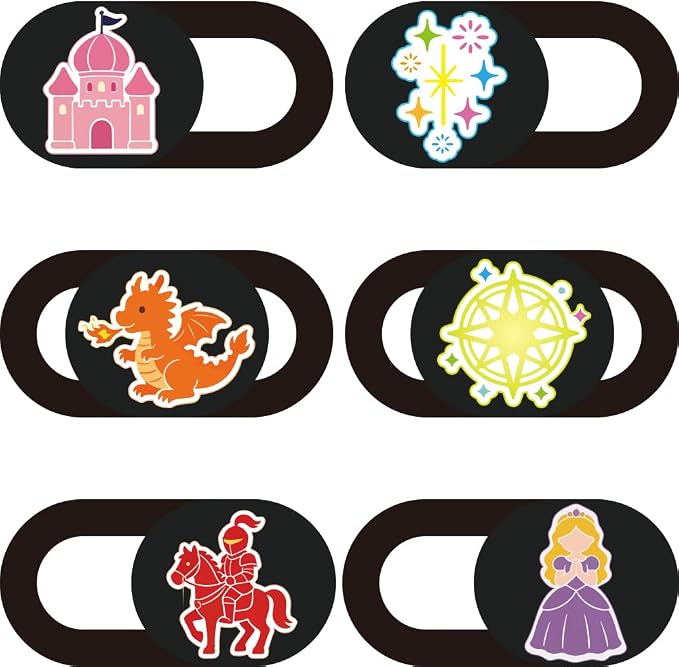 6Pcs 6 Styles Camera Cover Slide Cute 0.04 Inch Privacy Guard Accessories, Thin Camera Privacy Blocker Castle Princess Pattern for Laptop Desktop Computer Tablet Notebook Home Office Use by PRESSINART