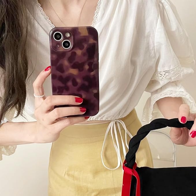 Cute Phone Case for iPhone 13 Case Cheetah Leopard Print | Amber Tortoiseshell Pattern,Full Camera Protective,Slim Shockproof TPU,Aesthetic Girly Glossy Cover for Women Men-Brown - Image 6