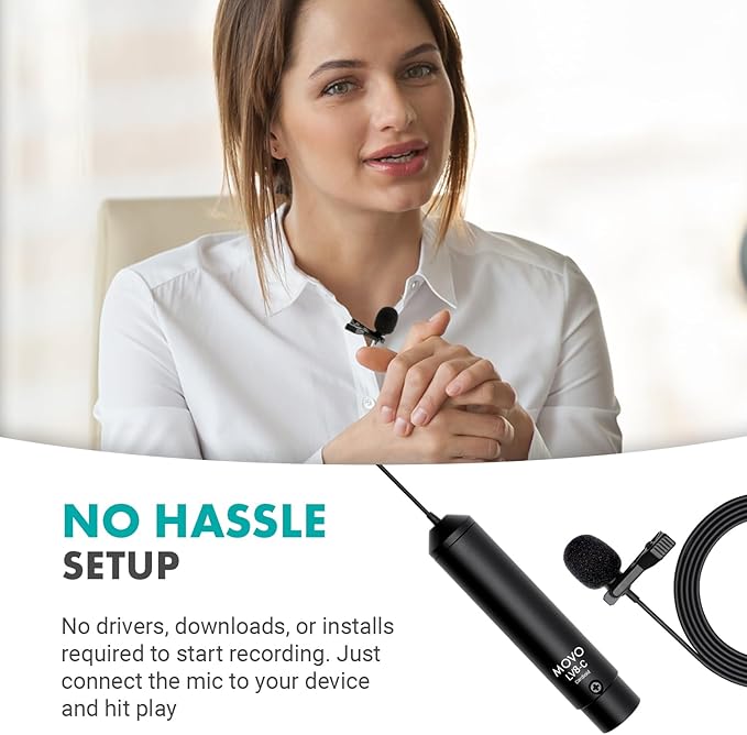 Movo LV8-C Broadcast-Quality XLR Lavalier Cardioid Condenser Wired Microphone with 12mm Mic Capsule for Accurate Voice Recording - Kit Includes Lapel Clip, Case and Windscreen - Image 7