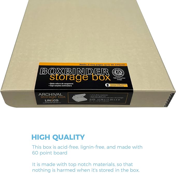 Lineco, Archival Tan 3-Ring Binder Album Box, 12.75x11.5x2 Inch, 2 Pack | Acid-Free Photo Box Binder, Unique Design to Store, Preserve, Organize Photos, Art, Crafts, Papers, Documents, Prints - Image 3